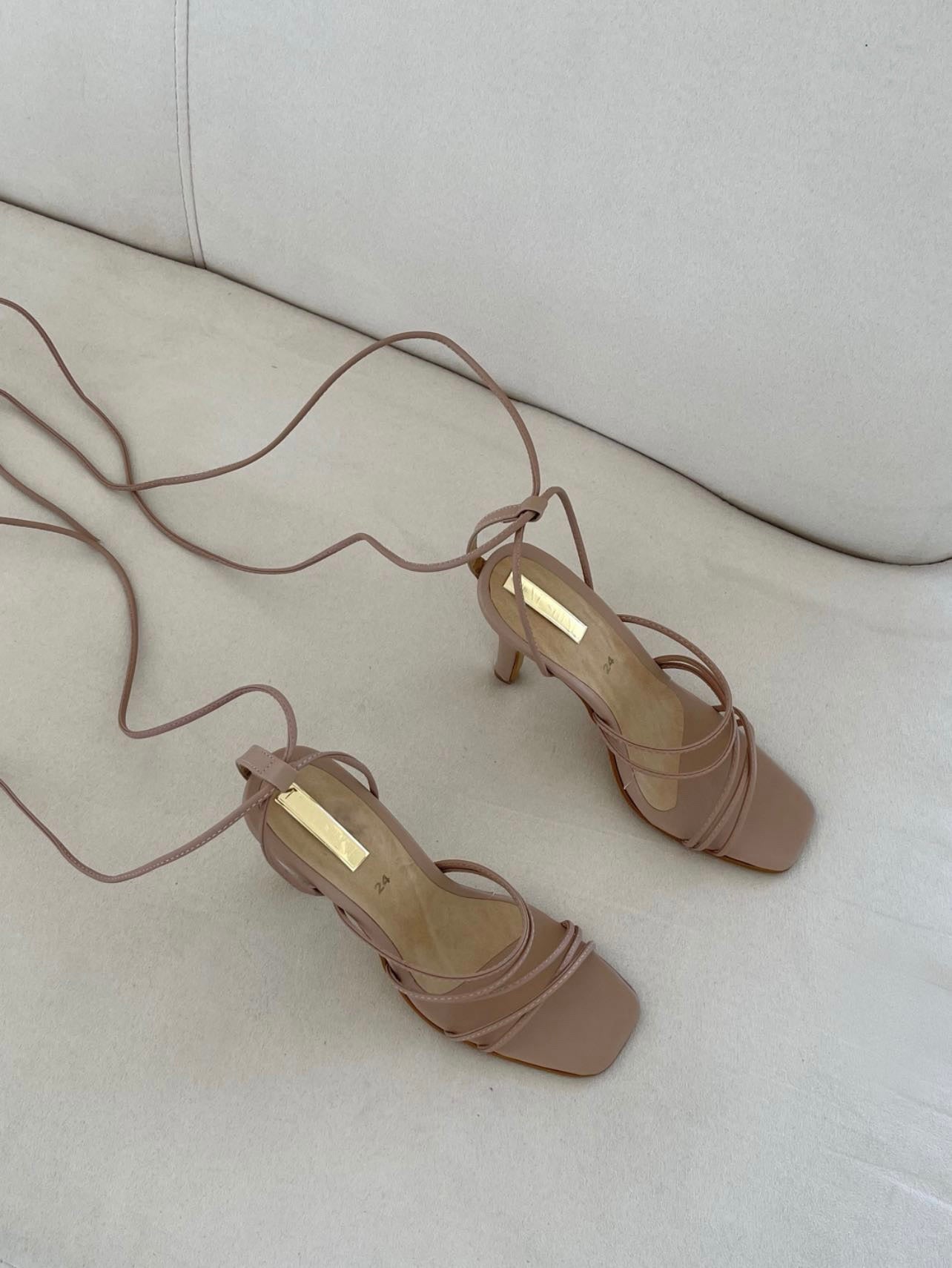 NUDE STRAPPY HEELS